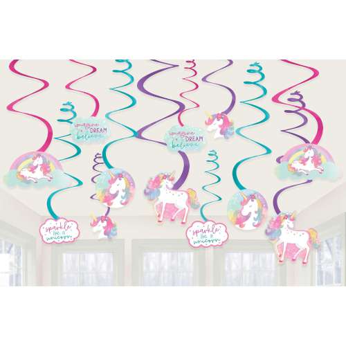 Enchanted Unicorn Hanging Swirl Decorations